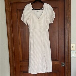 Madewell Cream Striped Midi Dress